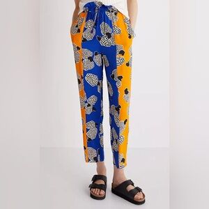 Anthropologie Farm Rio Barrel Leopard Drawstring Tropical Blue Pants Sz XS